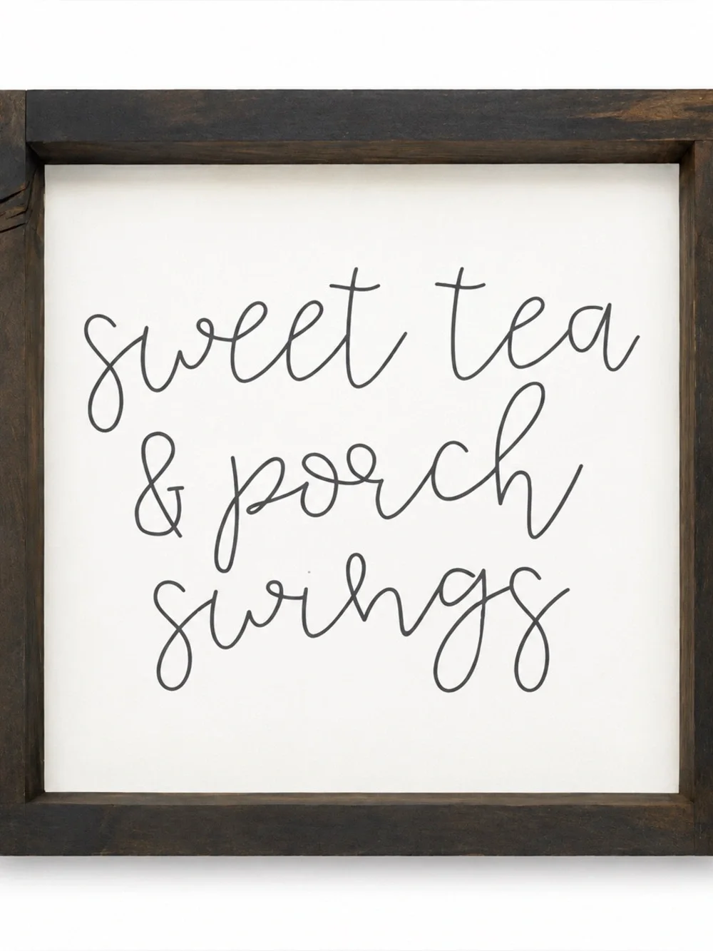 Sweet Tea & Porch Swings Framed Wall Art - Black Script on White